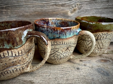 Kubek kamionkowy Szaman 3 kolory