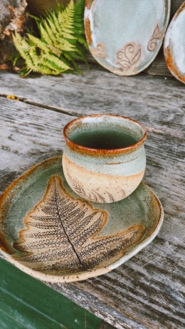 Zestaw Czarka i talerz Paproć