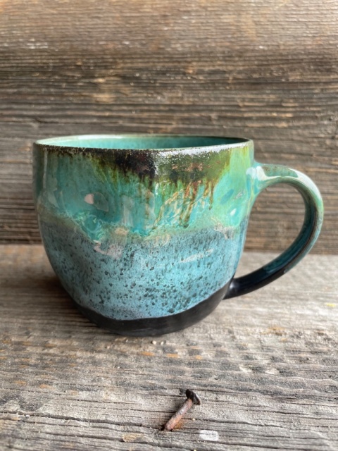 Kubek kamionkowy Turkus morza